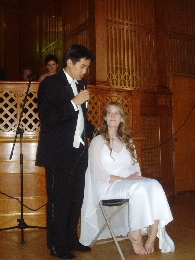 Serenading his bride