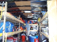 Eric in the equipment trailer